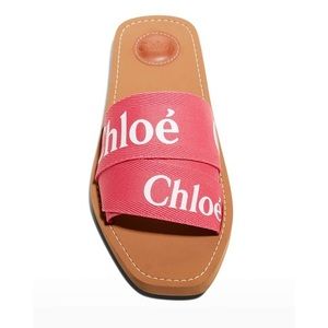 Chloe Woody Hot Pink Logo Sandals Size 39
